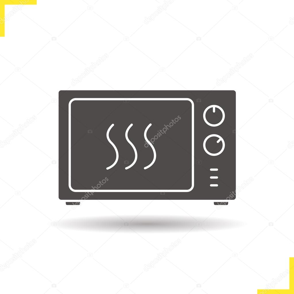 Microwave oven icon. Drop shadow silhouette symbol. Microwave stove. Vector isolated illustration