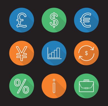 Bankacılık ve finans simgeleri ayarlandı