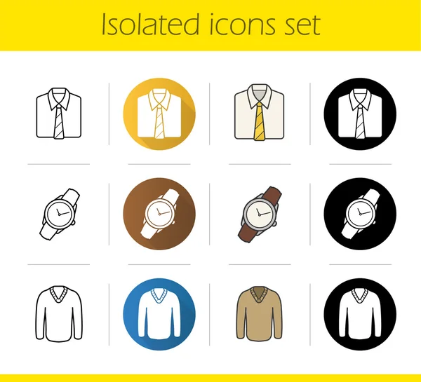 Conjunto de accesorios e iconos de ropa para hombres — Vector de stock