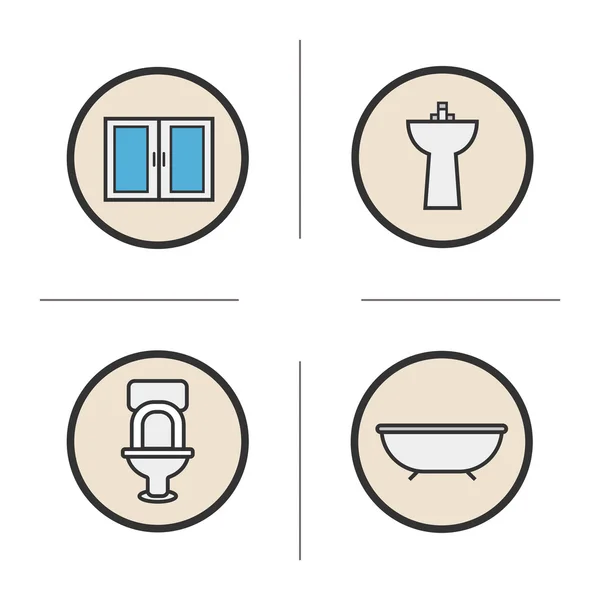 Cuarto de baño iconos de color conjunto — Archivo Imágenes Vectoriales