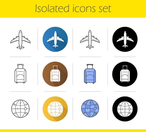 Set di icone di viaggio aereo — Vettoriale Stock