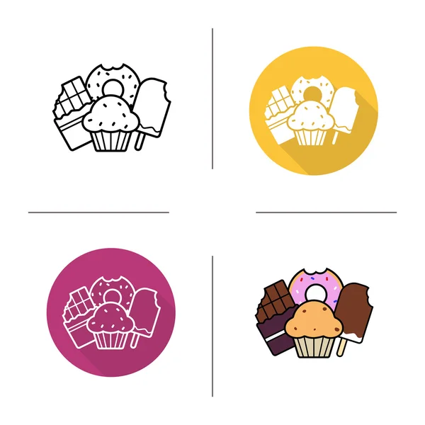 Süßwaren einfache Symbole — Stockvektor