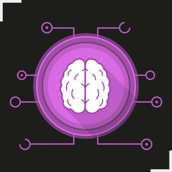 Redes neuronales diseño plano icono de sombra larga — Vector de stock