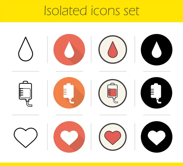 Conjunto de iconos de donación de sangre — Vector de stock