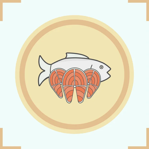 Icono de color pescado — Vector de stock