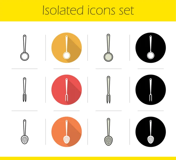 Køkken instrumenter ikoner sæt – Stock-vektor