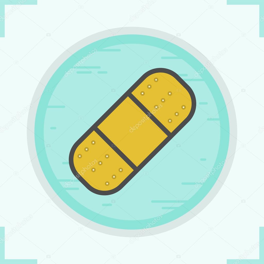 Bandaid color icon. Adhesive bandage. Plaster vector isolated illustration