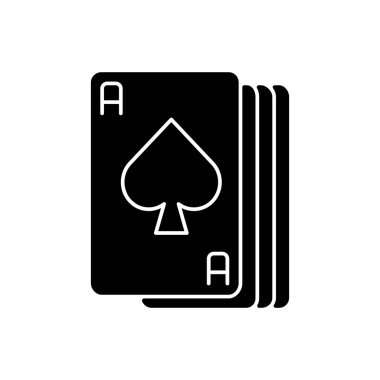 As kartlar siyah kabartma simgesi. Gurur toplumunun sembolü. Aseksüelliğin temsilcisi. LGBTQ topluluğunun kendini tanımlama işareti. Beyaz uzayda siluet sembolü. Vektör izole illüstrasyonu