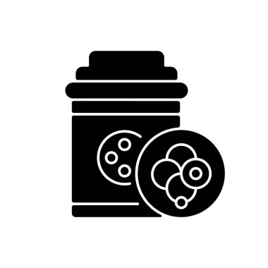 Fermantasyon siyah kabartma simgesi. Bira üretim basamağı. Bira üretmek için endüstriyel imalat. Damıtma teknolojisi. Bira yapıyorum. Beyaz uzayda siluet sembolü. Vektör izole illüstrasyonu