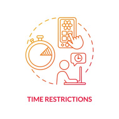 Zaman kısıtlaması kavramı simgesi. Ebeveyn kontrol unsuru fikri ince çizgi çizimi. Kendine hakim ol. Web izleme aracı. İnternet erişim kontrolü. Vektör izole edilmiş RGB renk çizimi