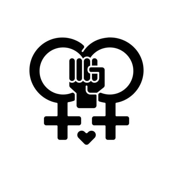 Lesbian Feminism Black Glyph Icon Gay Life Women Equality Human — Stock Vector