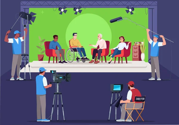 Interview Set Semi Vlakke Vector Illustratie Vragen Stellen Intervier Praat — Stockvector