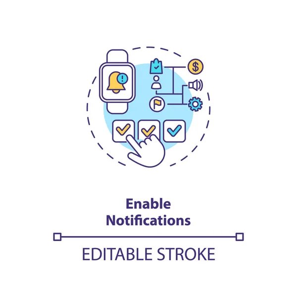 Povolit Ikonu Konceptu Oznámení Nastavit Ilustraci Čáry Podle Nápadu Instruktora — Stockový vektor