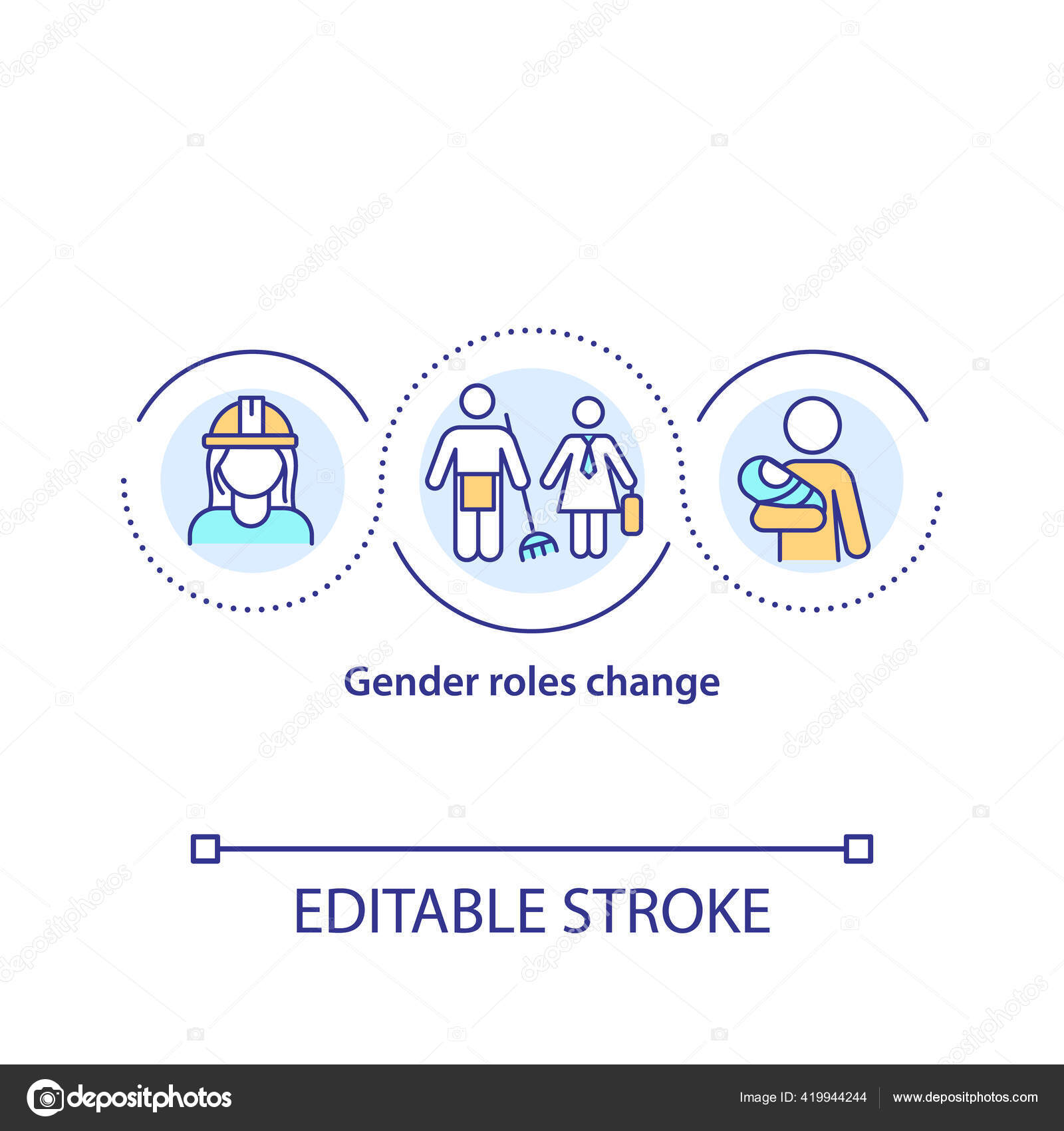 Image vectorielle Les Rôles Des Sexes Changent Icône Concept Egalité Homme  Femme par ©IMG visuals icons - 419944244, image size:1600x1700