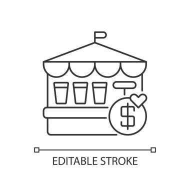 Fete piksel mükemmel doğrusal simge. Geleneksel pazar festivali, halka açık ticaret fuarı kişiselleştirilebilir çizgiler. Contour sembolü. Vektör izole çizim. Düzenlenebilir vuruş