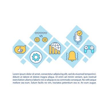 Metinli sosyal medya bağımlılık konsepti ikonu. Dijital bunama. Gadget ve internet bağımlılığı. PPT sayfa vektör şablonu. Broşür, dergi, kitapçık tasarım ögesi doğrusal çizimler