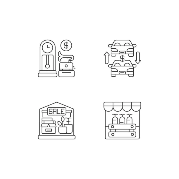 Juego Iconos Lineales Perfectos Para Píxeles Mercado Pulgas Tienda Antigüedades — Vector de stock