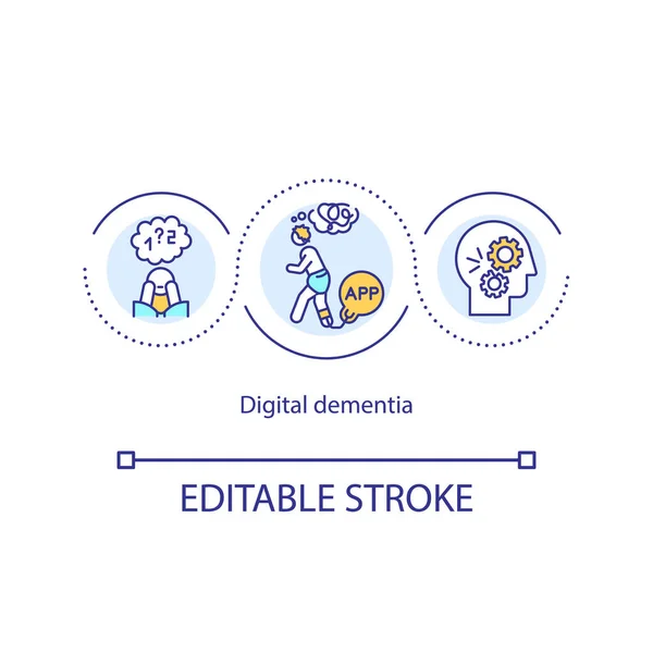 Digital Dementia Concept Icon Gadget Smartphone Addiction Social Media Detox — Stock Vector