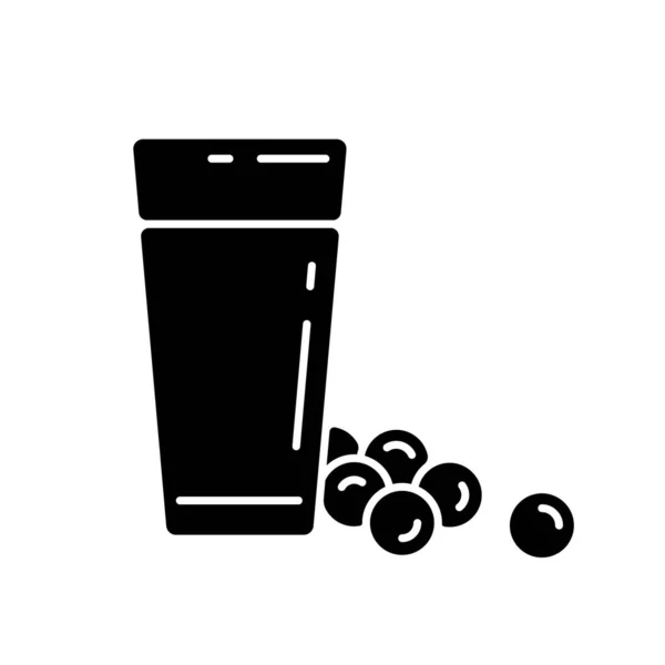 Soy Milk Black Glyph Icon Organic Drink Types Healthy Drinking — Stock Vector