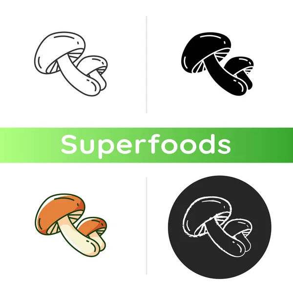 Ikon Jamur Shiitake Komponen Makanan Organik Persiapan Makan Bersama Ide - Stok Vektor