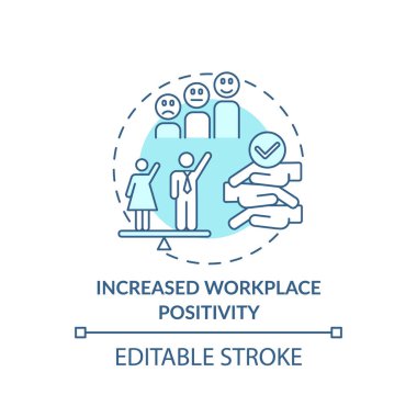 Artan işyeri pozitiflik kavramı simgesi. Cinsiyet çeşitliliği politikasının avantajları. İnce çizgili çizim üzerinde çalışan en iyi çalışan. Vektör izole edilmiş RGB renk çizimi. Düzenlenebilir vuruş