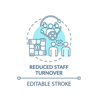 Personel değişiminin azaltılması konsepti. Cinsiyet çeşitliliği politikası faydaları. Ekip yönetimi fikri ince çizgi çizimi. Vektör izole edilmiş RGB renk çizimi. Düzenlenebilir vuruş