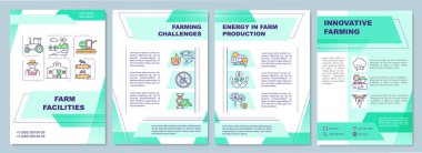 Çiftlik broşürleri. Çiftlik tesisleri. Yenilik. Broşür, broşür, broşür baskısı, doğrusal simgelerle kaplama tasarımı. Dergiler için vektör planları, yıllık raporlar, reklam posterleri