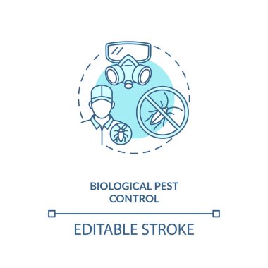 Biyolojik haşere kontrol konsepti ikonu. Organik tarım ilkeleri. Organik bitkileri koruyorum. Bahçıvanlık fikri ince çizgi çizimi. Vektör izole edilmiş RGB renk çizimi. Düzenlenebilir vuruş