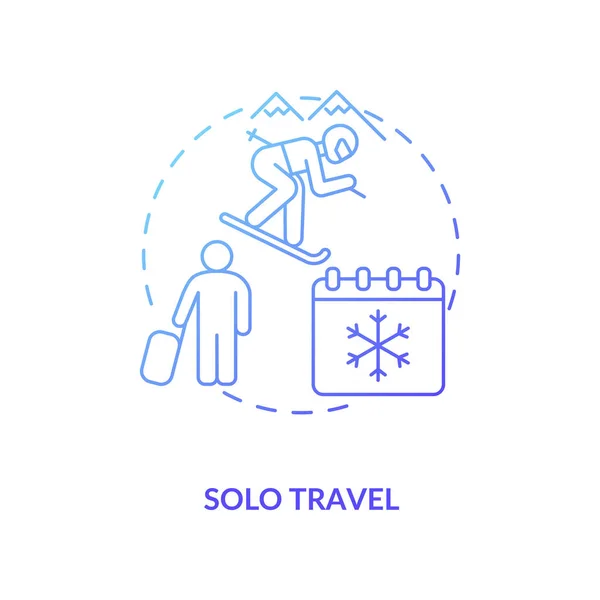 Икона Концепции Индивидуального Путешествия Зимняя Идея Побега Тонкая Линия Иллюстрации — стоковый вектор