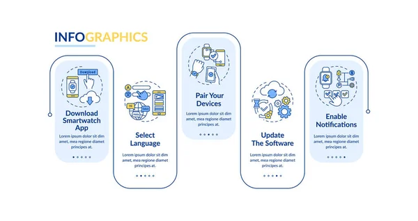 Инфографический Шаблон Установки Smartwatch Синхронизация Устройств Обновление Элементов Дизайна Презентаций — стоковый вектор