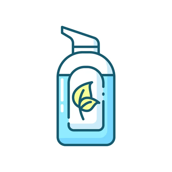 Organic Hand Sanitizer Blue Rgb Color Icon Herbal Lotion Bottle — Stock Vector