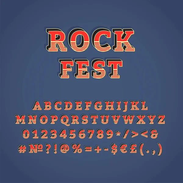 Rock Fest Vintage Vector Alfabeto Conjunto Retro Bold Fuente Tipo — Vector de stock