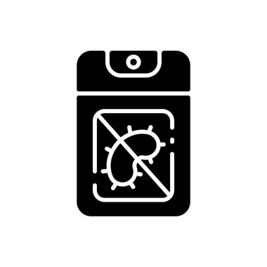 Cep el dezenfektanı siyah kabartma simgesi. Kişisel hijyen için tüpte dezenfektan sıvısı. Virüs önleme ürünü. Beyaz uzayda siluet sembolü. Vektör izole illüstrasyonu