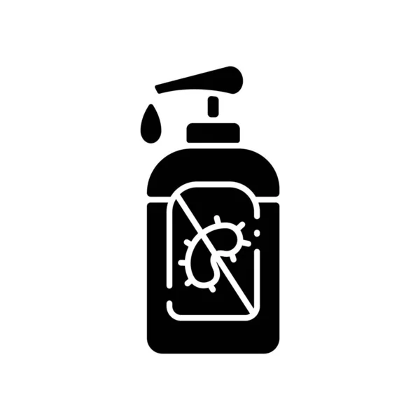 Pompa Şişesi Dezenfektanı Siyah Glyph Ikonu Antibakteriyel Jel Tüpte Temizlik — Stok Vektör