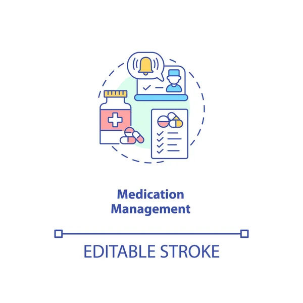 Medikamentenmanagement Konzept Symbol Telemedizinische Dienstleistungen Medizinprodukte Künftige Patientenbehandlung Idee Dünne — Stockvektor