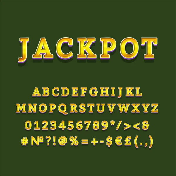 Jackpot Header Vintage Vektorová Abeceda Nastavena Retro Tučné Písmo Písmo — Stockový vektor