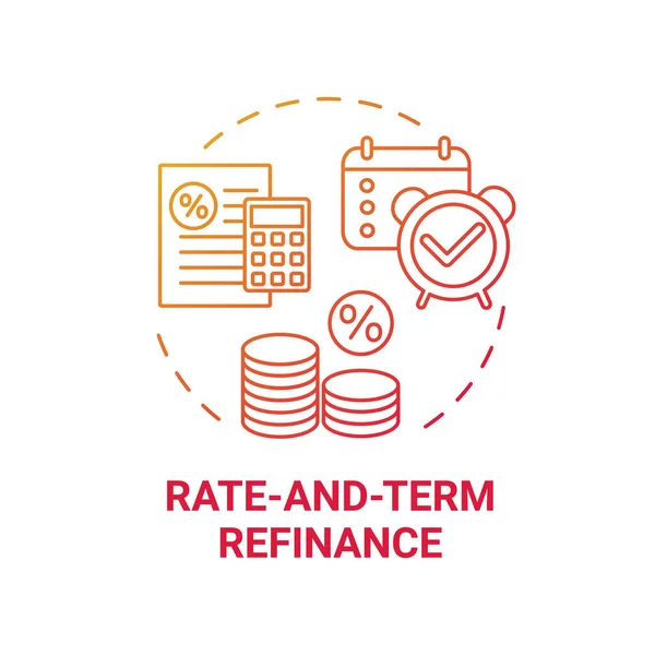 Icône Concept Refinancement Taux Terme Idée Refinancement Hypothécaire Illustration Ligne — Image vectorielle