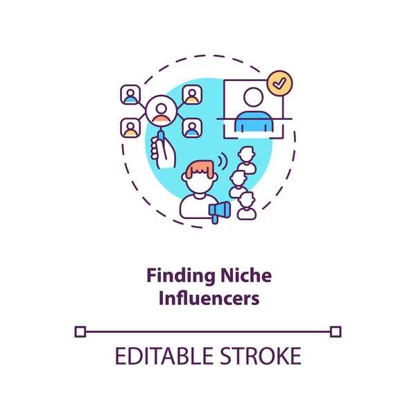 Megtalálni Niche Influencers Koncepció Ikonját Influencer Marketing Ügynökség Szolgáltatás Ötlet — Stock Vector