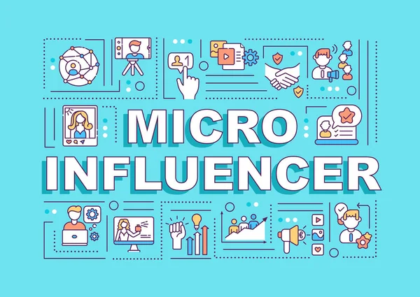 Micro Influencers Word Concepts Banner Nicho Bloguero Vloging Audiencia Infografías — Vector de stock