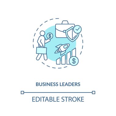 İş liderlerinin konsept ikonu. Etkilenenler ince çizgi çizimleri yazarlar. Motivatör. Bilgi, tavır ve strateji paylaşımı. Vektör izole edilmiş RGB renk çizimi. Düzenlenebilir vuruş