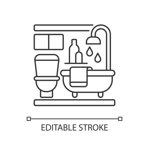 Піксель Ванн Ідеальна Лінійна Піктограма Ванна Кімната Квартирі Душ Готелі — стоковий вектор