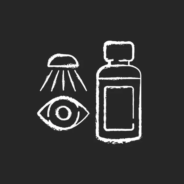 Icono Blanco Tiza Lavado Ojos Sobre Fondo Negro Ducha Ocular — Vector de stock