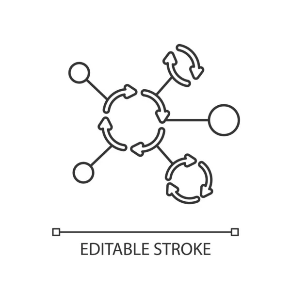 Синергетическая Сетевая Линейная Иконка Сотрудничество Коммуникационные Технологии Тонкая Линия Настраиваемой — стоковый вектор