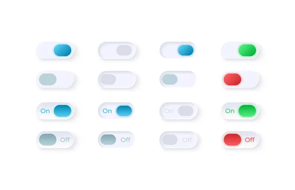 Aan Uit Schakelt Elementen Kit Vermogen Instellingen Opties Schuifregelaars Geïsoleerde — Stockvector
