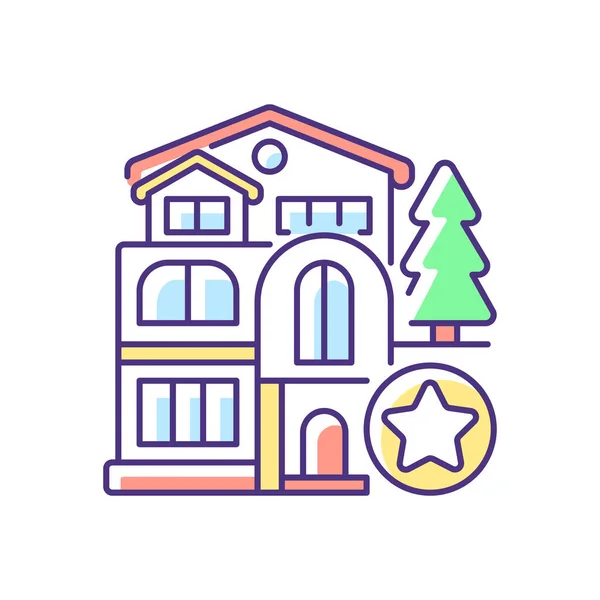 Casa Lujo Icono Color Rgb Mansión Para Vivir Villa Para — Vector de stock