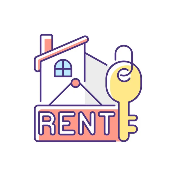 Verhuur Rgb Kleurenpictogram Woonhuis Huur Krediet Voor Thuis Investeren Appartement — Stockvector