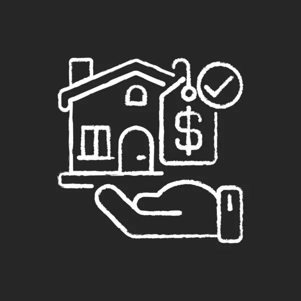 Villa Chalk White Icon Black Background House Sale Home Price — Stock Vector