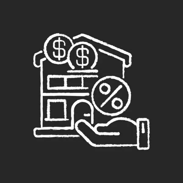 Hipoteca Tiza Icono Blanco Sobre Fondo Negro Precios Construcción Costo — Vector de stock