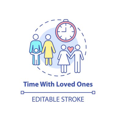 Sevdiklerinin konsept ikonu ile zaman geçirmek. Kişisel bakım listesi. Yakın akraba ilişkisi. Aile aktiviteleri ince çizgiler çiziyor. Vektör izole edilmiş RGB renk çizimi. Düzenlenebilir vuruş