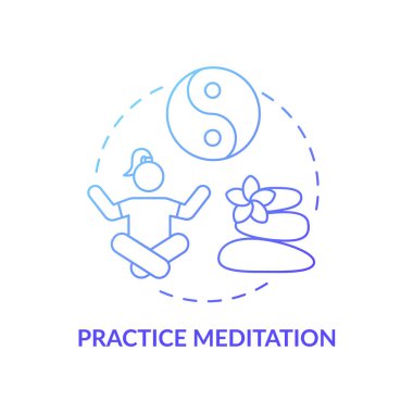 Meditasyon konsepti ikonu üzerinde çalış. Kişisel bakım listesi. İnovasyon gevşetici yoga dersleri. Fikir üretmek için sessiz bir zaman. Vektör izole edilmiş RGB renk çizimi